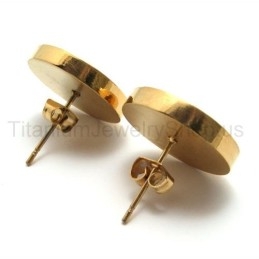 Pendientes De Titanio Dorado Grabado