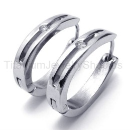 Pendientes De Plata Con Incrustaciones De Diamantes Y Titanio