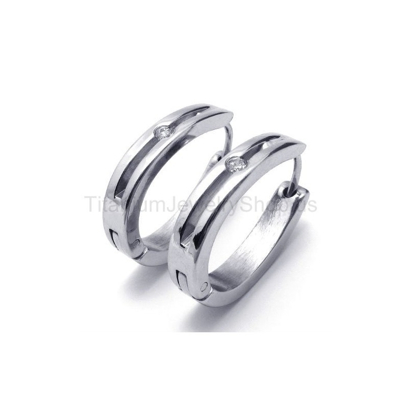 Pendientes De Plata Con Incrustaciones De Diamantes Y Titanio