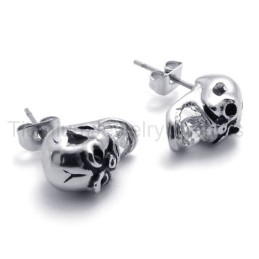 Pendientes De Titanio Con Calavera De Diamantes Incrustados