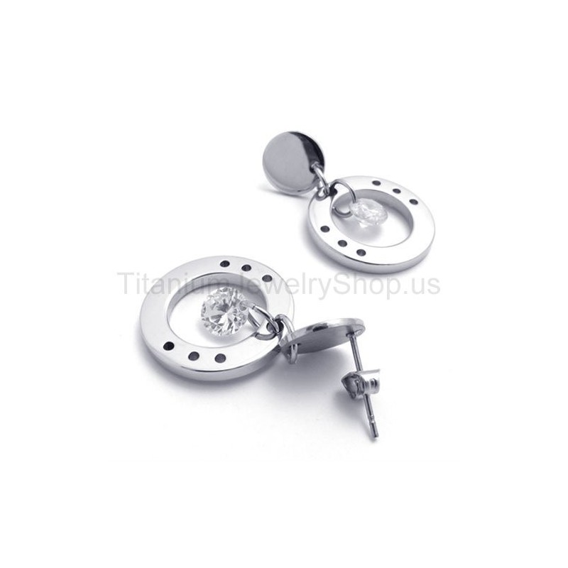 Pendientes De Aro De Titanio Con Diamantes