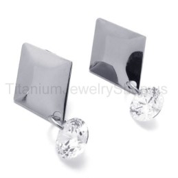 Pendientes De Titanio Y Plata Con Diamantes