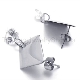 Pendientes De Titanio Y Plata Con Diamantes
