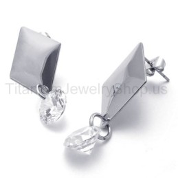 Pendientes De Titanio Y Plata Con Diamantes
