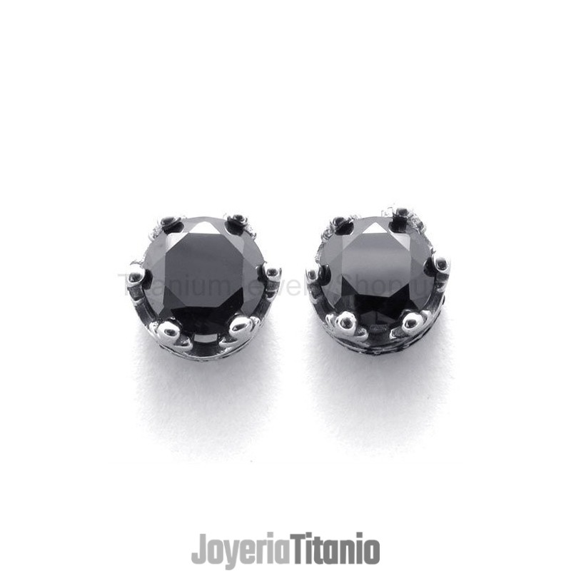 Pendientes De Titanio Con Corona Retro
