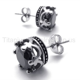 Pendientes De Titanio Con Corona Retro