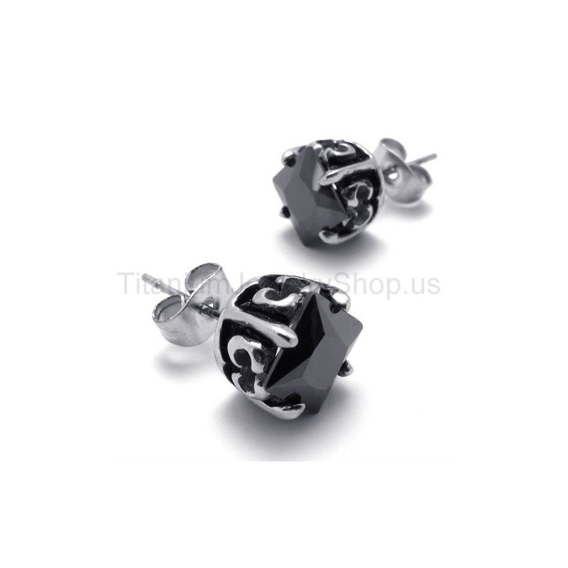 Pendientes De Titanio Con Diseño Retro De Capullo Negro Pendientes De Titanio Con Diseño Retro De Capullo Negro