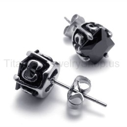 Pendientes De Titanio Con Diseño Retro De Capullo Negro