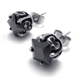 Pendientes De Titanio Con Diseño Retro De Capullo Negro