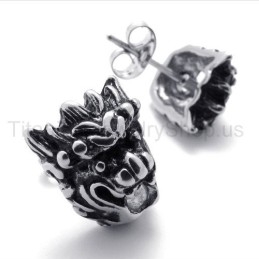 Pendientes De Titanio Con Diseño De León Retro