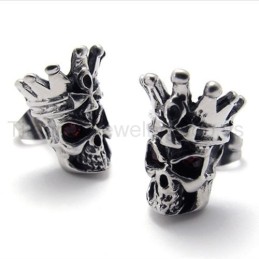 Pendientes De Titanio Con Calavera De Ojos Rojos