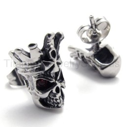Pendientes De Titanio Con Calavera De Ojos Rojos
