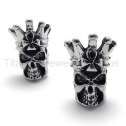 Pendientes De Titanio Con Calavera De Ojos Blancos