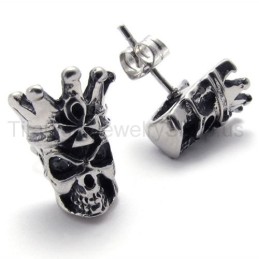Pendientes De Titanio Con Calavera De Ojos Blancos