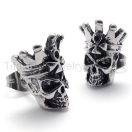Pendientes De Titanio Con Calavera De Ojos Blancos