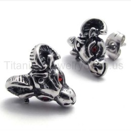 Pendientes De Titanio Con Cabeza De Oveja De Ojos Rojos