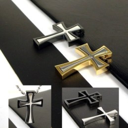 Colgante De Cruz De Acero De Titanio Para Hombre (2 Piezas) - 1 Pieza