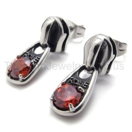 Pendientes De Titanio Retro Con Diamantes Rojos