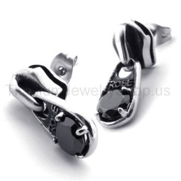 Pendientes De Titanio Retro Con Diamantes Negros