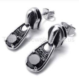 Pendientes De Titanio Retro Con Diamantes Negros