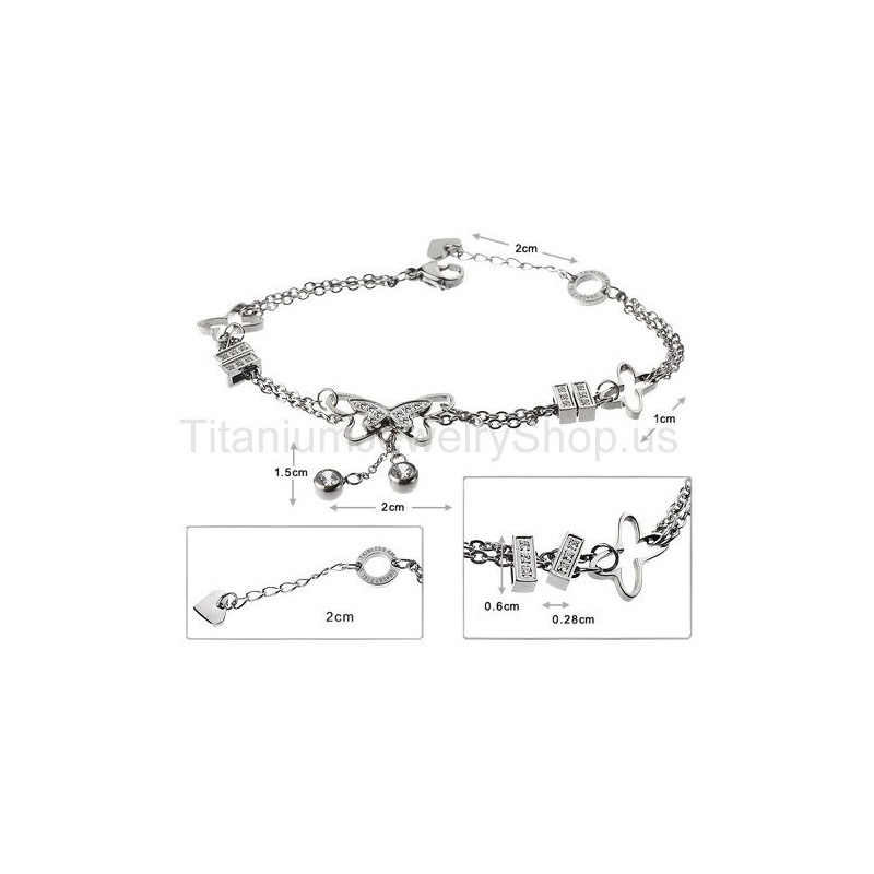 Pulsera De Titanio Con Mariposa Voladora Pulsera De Titanio Con Mariposa Voladora
