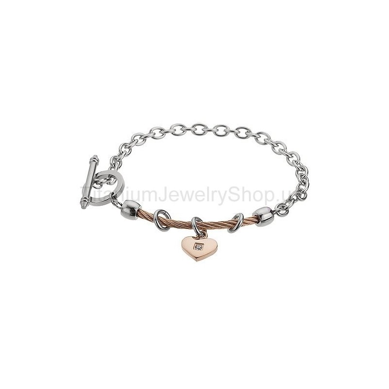 Pulsera De Titanio Con Cable De Corazón Pulsera De Titanio Con Cable De Corazón