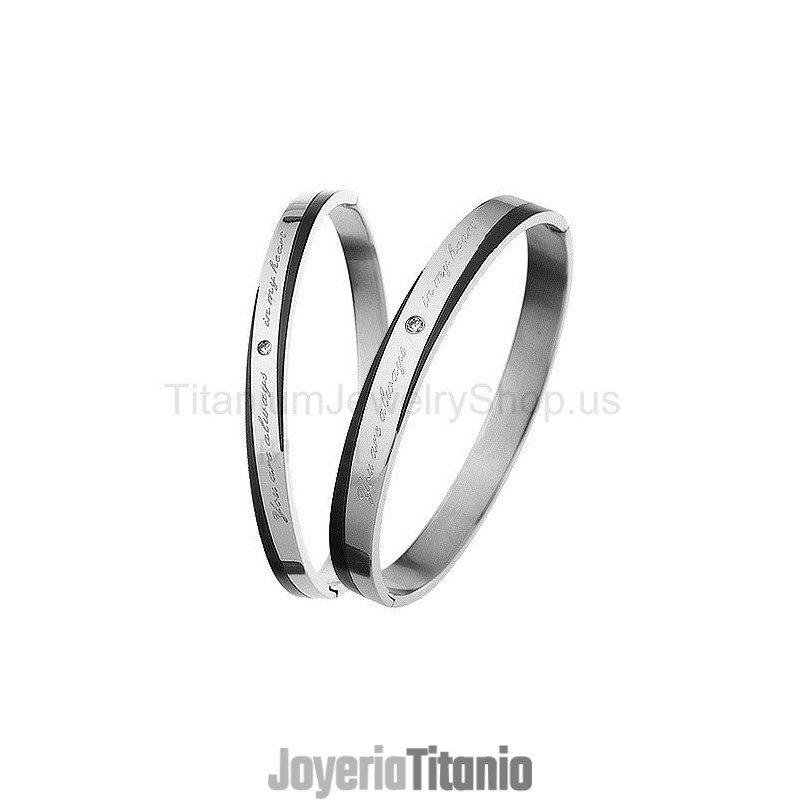 Pulseras De Titanio Para Amantes De "Siempre Estás En Mi Corazón" Pulseras De Titanio Para Amantes De "Siempre Estás En Mi Corazón"