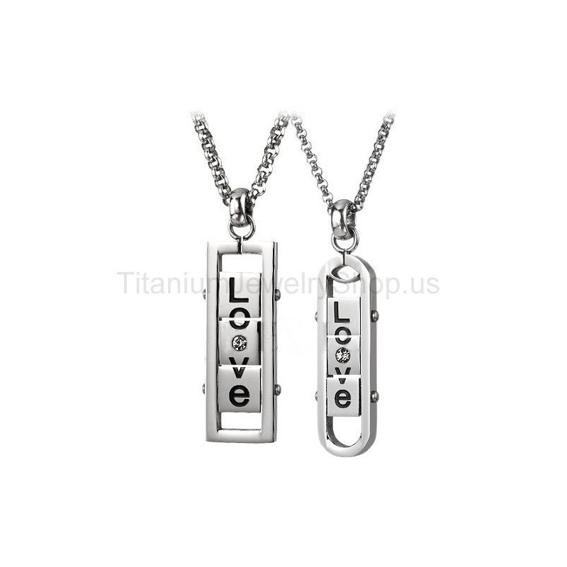 Colgantes Giratorios De Titanio "Love" Para Amantes Colgantes Giratorios De Titanio "Love" Para Amantes