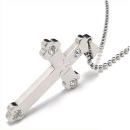 Colgante De Titanio Puro Con Cruz Plateada Para Hombre Genial