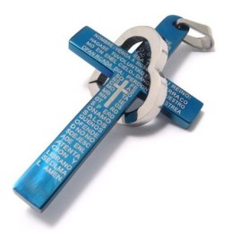Colgante De Acero De Titanio Con Forma De Cruz De Corazón De Cool Man (Nuevo) En Color Azul