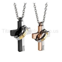 Colgantes De Titanio De Dos Capas "Love Forever" Para Amantes