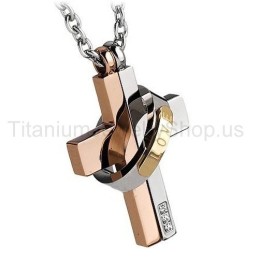 Colgantes De Titanio De Dos Capas "Love Forever" Para Amantes