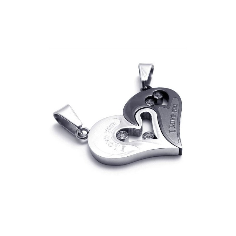 Colgantes De Corazón Y Titanio Negro Con Diamantes - Cadenas Gratis Colgantes De Corazón Y Titanio Negro Con Diamantes - Cadenas Gratis