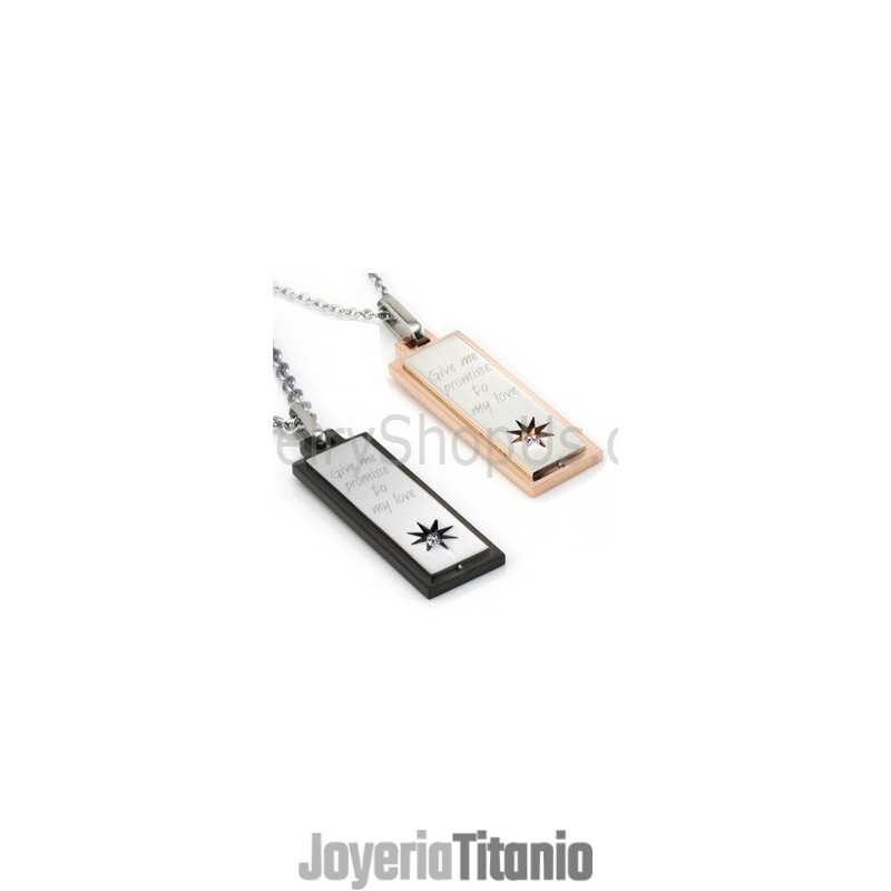 Colgantes De Titanio En Oro Rosa Y Negro Para Amantes, Con Cadenas Y Diamantes C508 Colgantes De Titanio En Oro Rosa Y Negro Para Amantes, Con Cadenas Y Diamantes C508