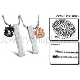 Colgantes De Titanio Con Forma De Corona Real En Oro Rosa Y Negro, Con Cadena De Regalo C604