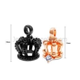 Colgantes De Titanio Con Forma De Corona Real En Oro Rosa Y Negro, Con Cadena De Regalo C604