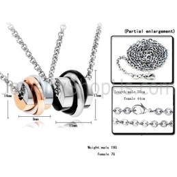 Colgantes De Titanio Para Amantes En Oro Rosa Y Negro Con Cadena C622