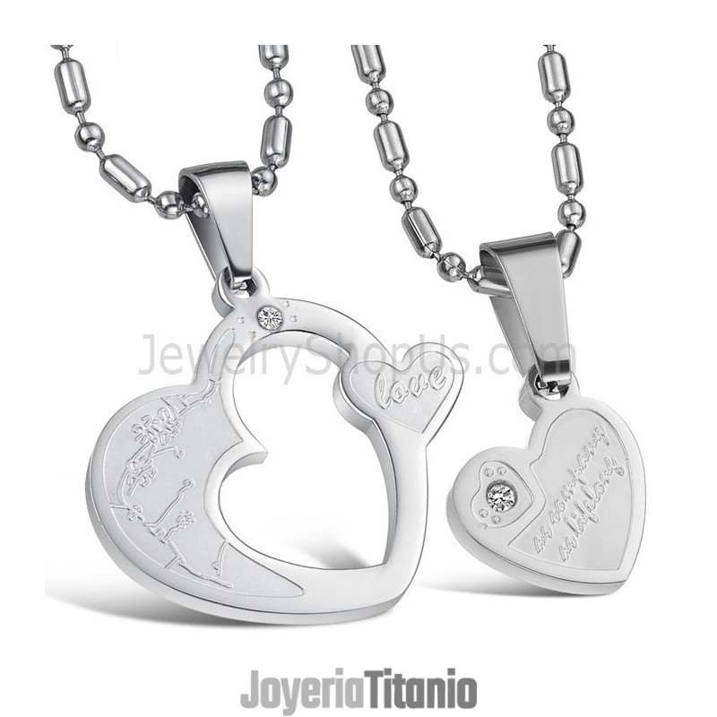 Colgantes De Corazón De Titanio Y Plata Con Diamantes De Imitación Y Cadenas Sueltas C600 Colgantes De Corazón De Titanio Y Plata Con Diamantes De Imitación Y Cadenas Sueltas C600