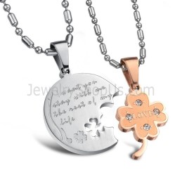 Colgantes De Flores De Titanio, Plata Y Oro Rosa Con Diamantes De Imitación Y Cadena C599