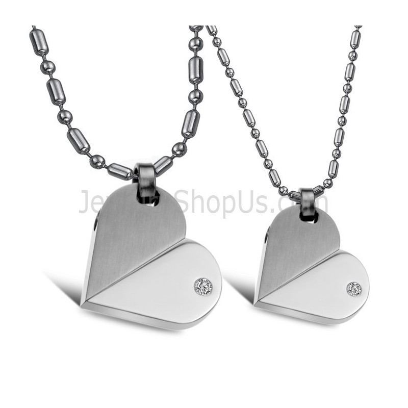 Colgantes De Corazón De Titanio Y Plata Con Diamantes De Imitación Y Cadenas Sueltas 111 Colgantes De Corazón De Titanio Y Plata Con Diamantes De Imitación Y Cadenas Sueltas 111