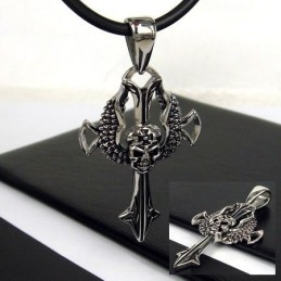 Colgante De Titanio Puro Con Cruz De Calavera De Cool Man, Cadena Gratis