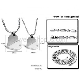 Colgantes De Corazón De Titanio Y Plata Con Diamantes De Imitación Y Cadenas Sueltas 111