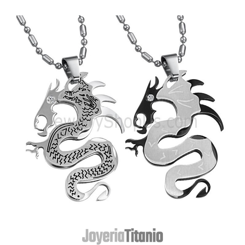 Colgantes De Titanio, Plata Y Dragón Negro Con Cadenas Gratis C399 Colgantes De Titanio, Plata Y Dragón Negro Con Cadenas Gratis C399