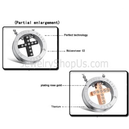 Colgantes De Titanio Con Cruz De Oro Rosa Y Negro, Con Diamantes De Imitación Y Cadena C681
