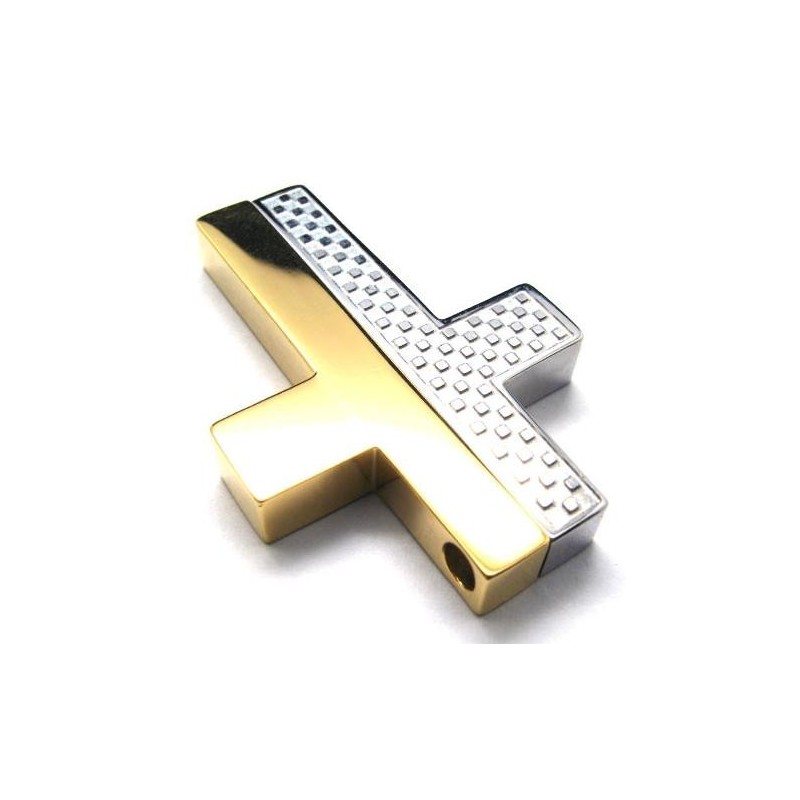 Colgante De Acero De Titanio Con Cruz De Dos Piezas Para Hombre (Cadena Gratis)