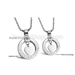 Colgantes De Corazón "Amor Eterno" De Titanio Y Plata Con Diamantes De Imitación Y Cadena C415