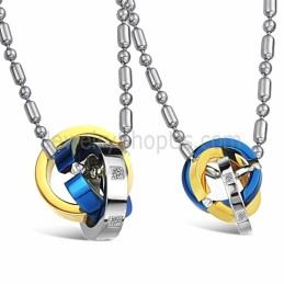 Anillos De Titanio De Tres Colores Para Amantes, Colgantes Con Diamantes De Imitación Y Cadenas C642