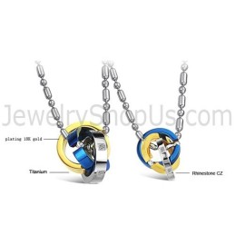 Anillos De Titanio De Tres Colores Para Amantes, Colgantes Con Diamantes De Imitación Y Cadenas C642