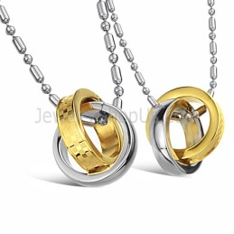 Anillos De Titanio, Oro Y Plata, Colgantes Para Amantes Con Cadenas Sueltas C643
