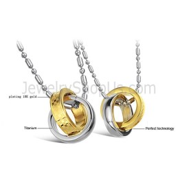 Anillos De Titanio, Oro Y Plata, Colgantes Para Amantes Con Cadenas Sueltas C643